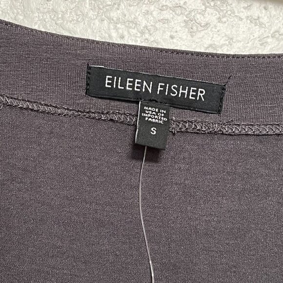NWT Eileen Fisher Draped Front K/L Dress Grey Short Sleeve Size S - Picture 3 of 15